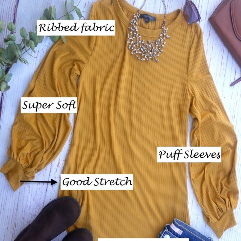 Ribbed Puff Sleeve Top